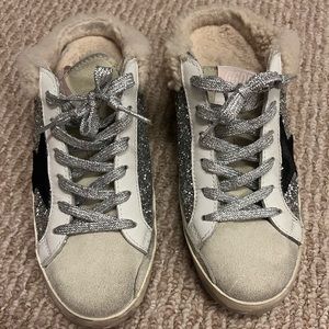 Golden Goose Superstar Sabot Leather Shearling Sneakers